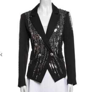 A.Z.I New York Black Printed Evening Jacket/Blazer Beaded Size Large